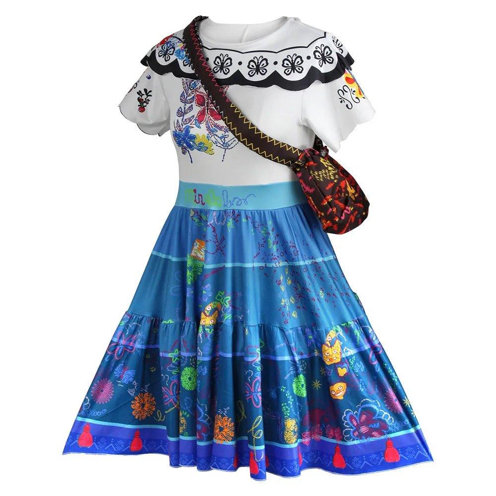 Charm Princess Dress Girl Role Play Encanto Costume+Bag Set Mirabel Christmas Carnival Halloween Party Dress Gift - Mechano