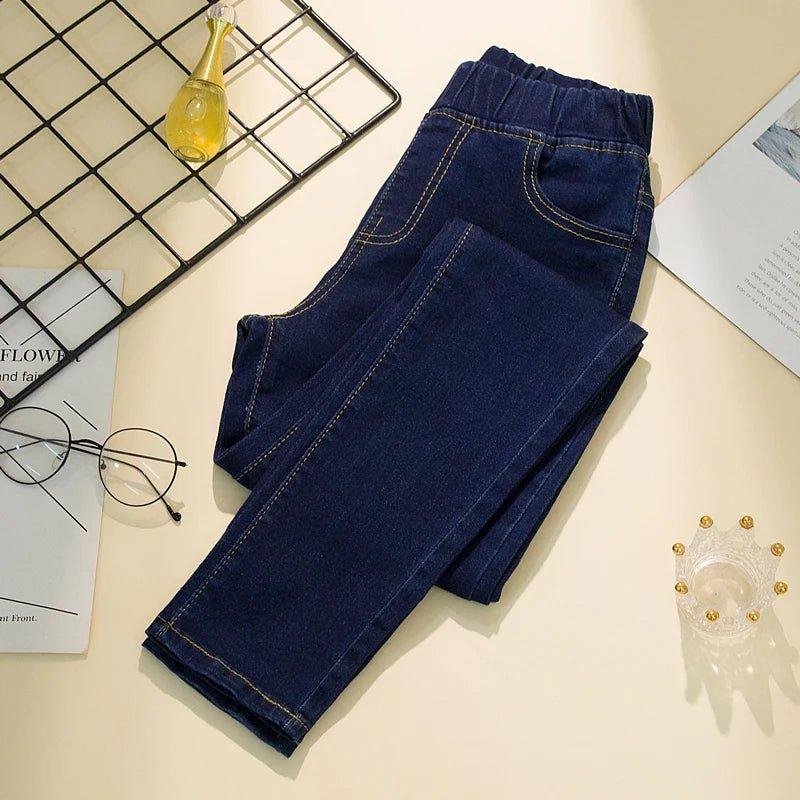 Black 6XL Women's elastic waist Jeans Spring Autumn Slim Stretch Pencil Jeans All - match Casual Female Boyfriend Denim Trouser - Mechano