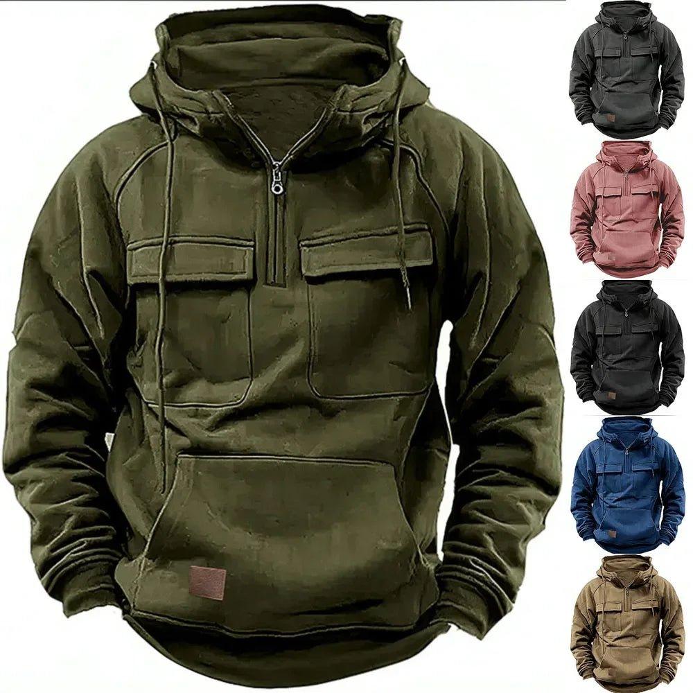 Half Zipper Men's Tactical Hoodie with Multi Pockets - Mechano