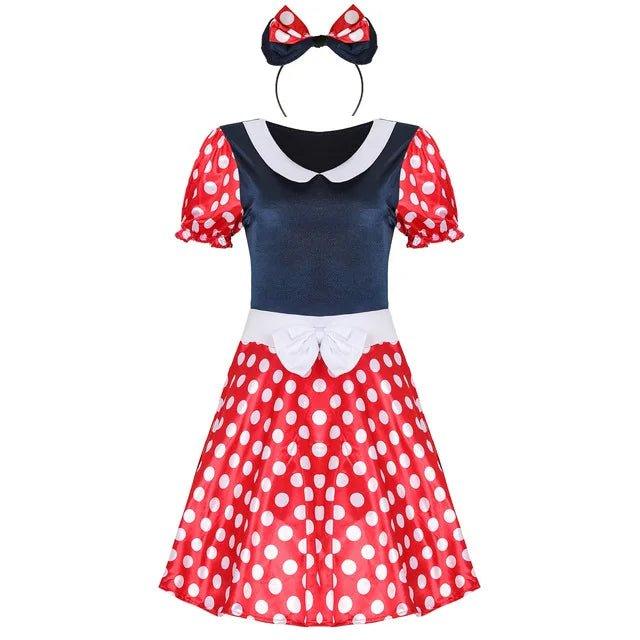 Disney Girls Dress Minnie Mickey Mouse Cosplay Costume Summer Adult Clothes Headwear Suit Halloween Christmas Gift Women Dress - Mechano