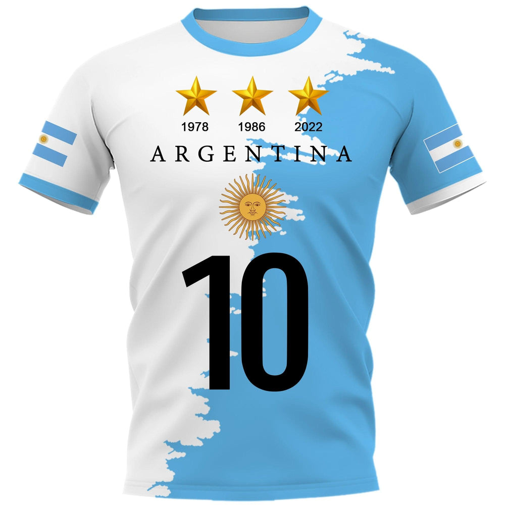 HX DIY Argentina Flag 3D Printed T-Shirt Short Sleeve