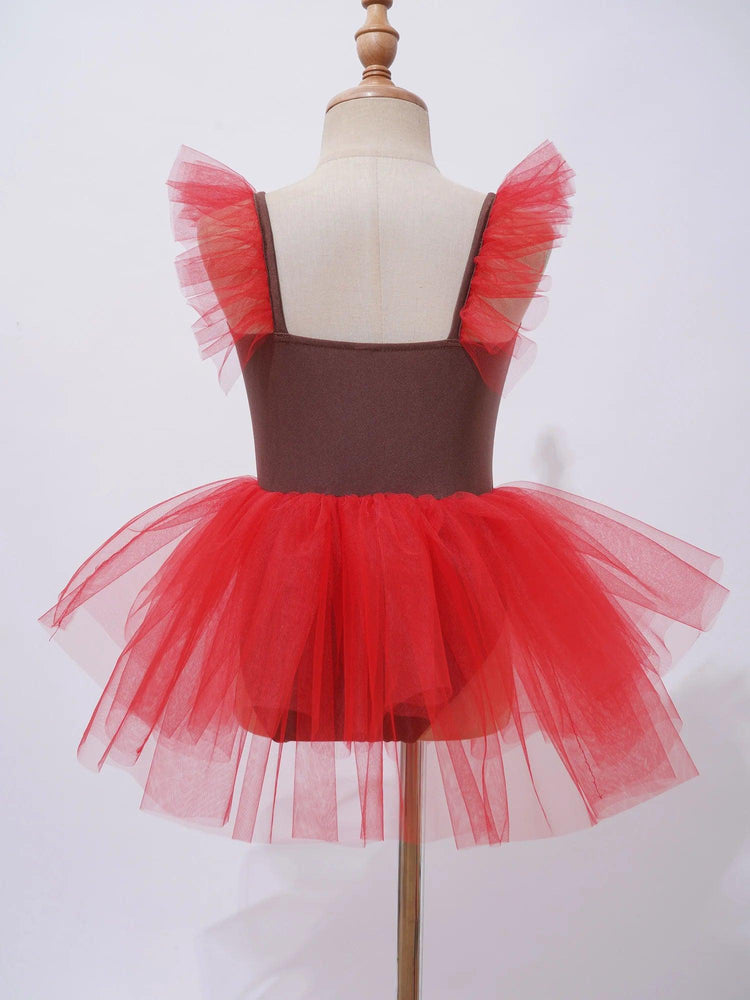 Girls Christmas Gingerbread Tutu Dress for Holiday Parties and Dance - Mechano