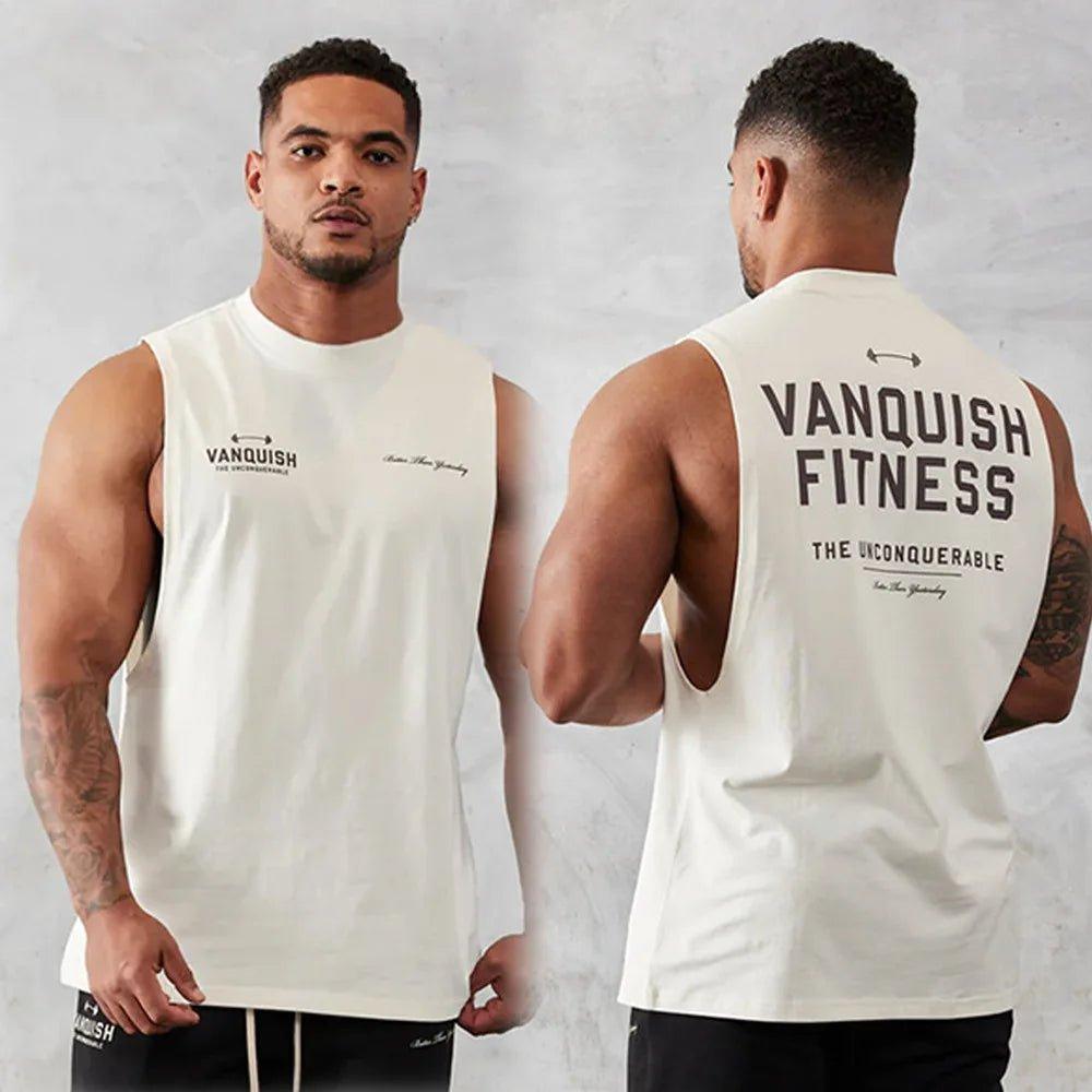 Gym Fitness Men's Cotton Sleeveless Vest Shirt - Mechano