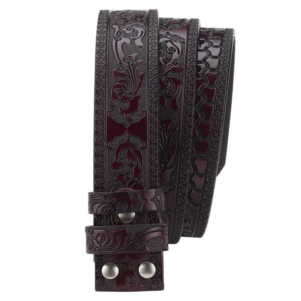 Embossed Belt Without Buckle Smooth Leather Belt