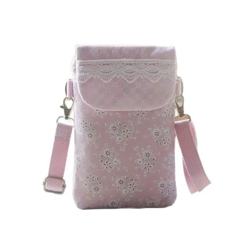 Cotton Floral Women's Crossbody Shoulder Bag Ladies Mini Handbag Female Cloth Sack Small Phone Purse Wallet Pouch for Girls - Mechano