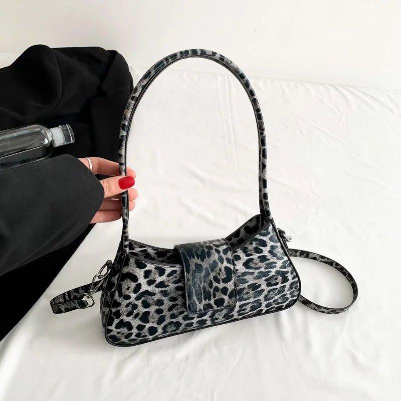 French Style Underarm Bag For Women Brown Black Leopard Handbag Clutch Bag Female Vintage PU Leather Crossbody Bags Versatile - Mechano