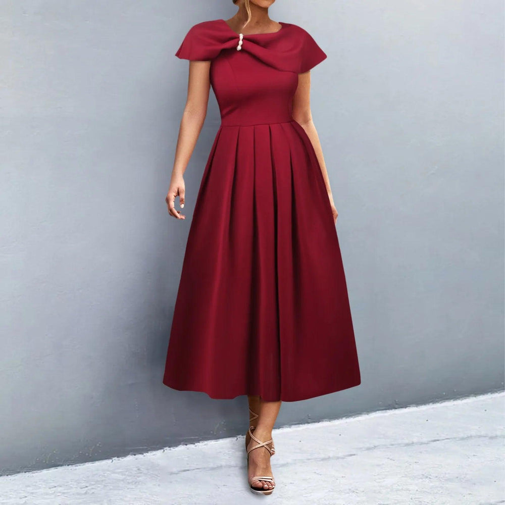 Elegant Dress Asymmetrical Shoulder Strap Slim High Waist Pleated Solid Color Women's Dress Spring New Fashion Dresses