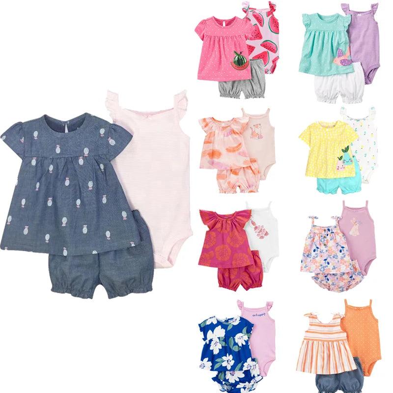 Newborn Baby Girls Summer 3-Piece Outfit Set