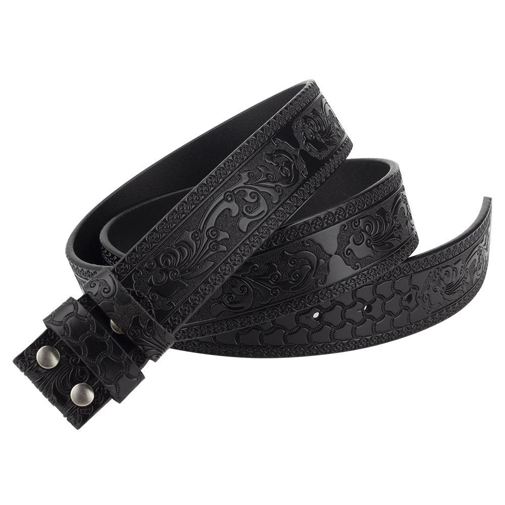 Embossed Belt Without Buckle Smooth Leather Belt