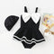 Little Girl's One - Piece Sling Swimsuit Soft Silk Bow knot Cake Dress Swimming Wear for Baby Girl Swimsuits with Free Swimhat Set - Mechano