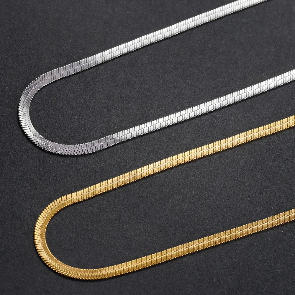 316L Gold Color Stainless Steel Snake Chain Necklace for Women Men Herringbone Choker Neck Chains Trend Jewelry Gift Hot - Mechano