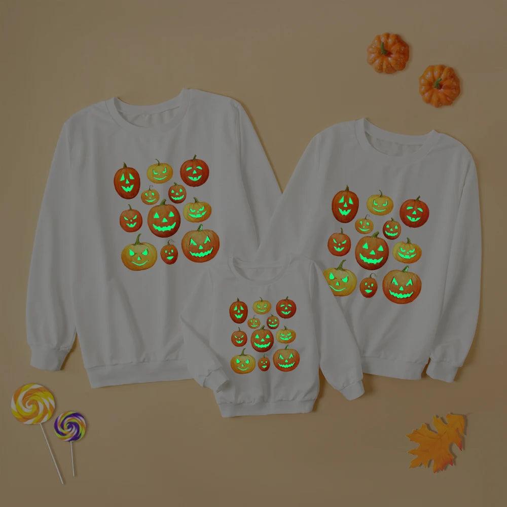 Glow at Night Halloween Family Sweatshirt Matching Outfits - Mechano