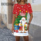 Fashion Christmas 3D Print Women Dress Santa Claus Short Sleeve A - Line Dresses Christmas Tree Dress For Female Loose Party Dress - Mechano