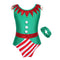 Girl's New Year Costume Christmas Dress Up Costumes Santa Xmas Holiday Jumpsuit Bell Pom Pom Sequins Leotard Performance Outfits