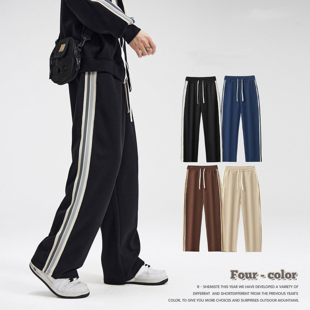 Drawstring Leisure Straight-leg Wide-leg Pants Male