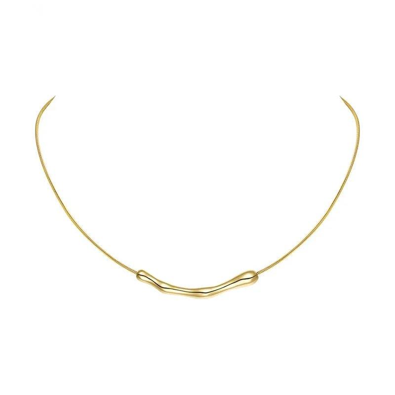 European and American Fashion Simple Stainless steel Gold Color Collarbone Chain For Women’s Fashion Short Necklaces Jewelry - Mechano