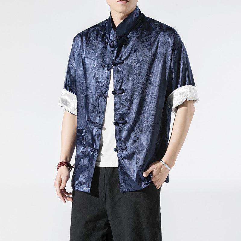 Fashion Personality Men's Short-sleeved Shirt Coat