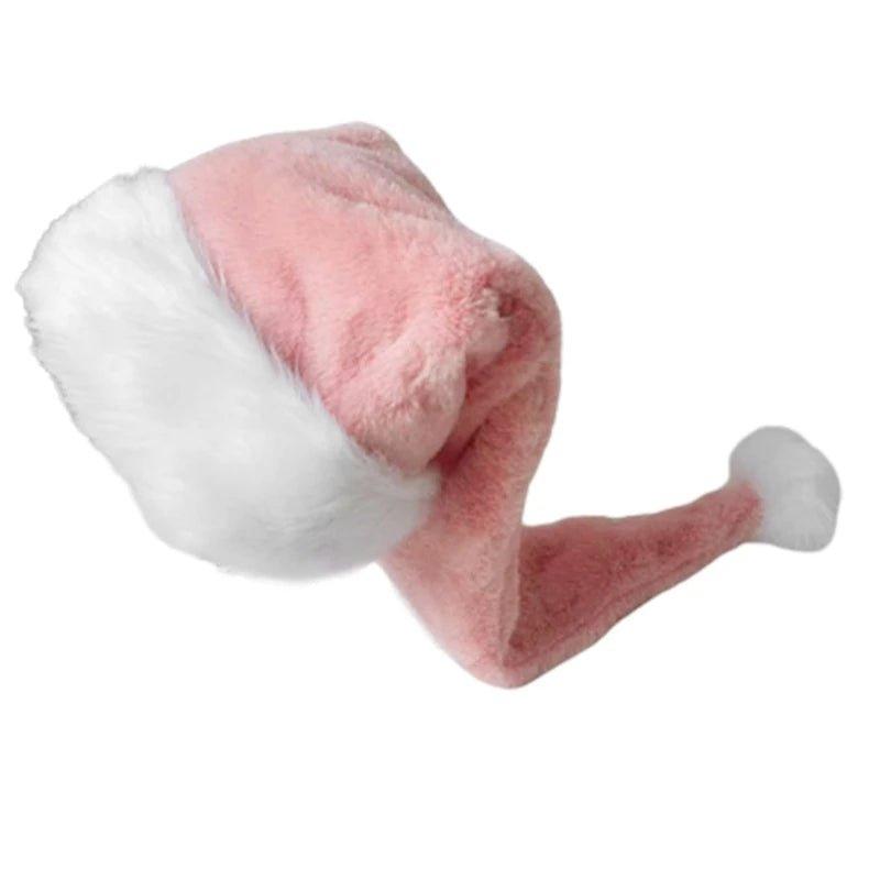 Blingbling Christmas Santa Hat Thicken Plush and White Furry Brim for Christmas Parties Dress Up Cosplay - Mechano