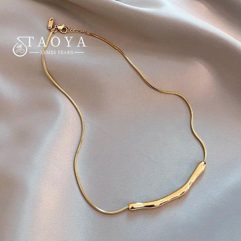 European and American Fashion Simple Stainless steel Gold Color Collarbone Chain For Women’s Fashion Short Necklaces Jewelry - Mechano