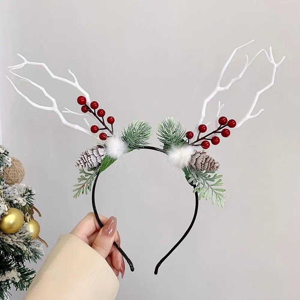 Cute Antlers Deer Horns Branch Flower Twig Hair Band Headband Cosplay Fancy Head Dress Christmas Costume Hairband Photo Props - Mechano