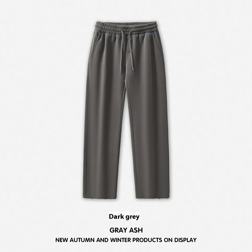 Heavy Fleece-lined Thickened Washed Straight-leg Trousers Men