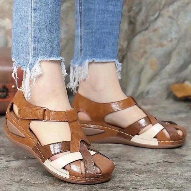 Women Sandals Soft Boottom Low Heels Summer Shoes For Women Mix Color Heeled Sandals Summer Women's Shoes Heel Footwear Female - Mechano