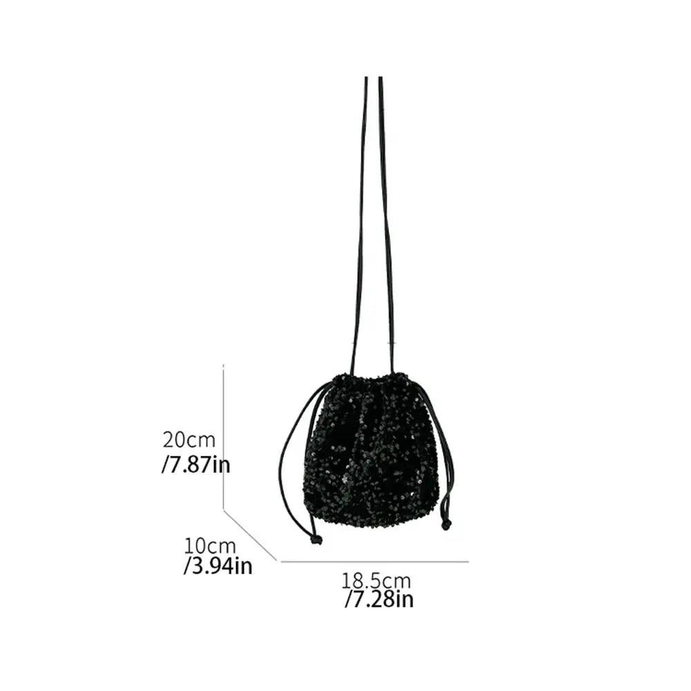 Cloth Sequin Shoulder Bag Simple Purse Fold Small Crossbody Bag Underarm Bag Bundle Handbag Drawstring Bucket Bag Girls - Mechano