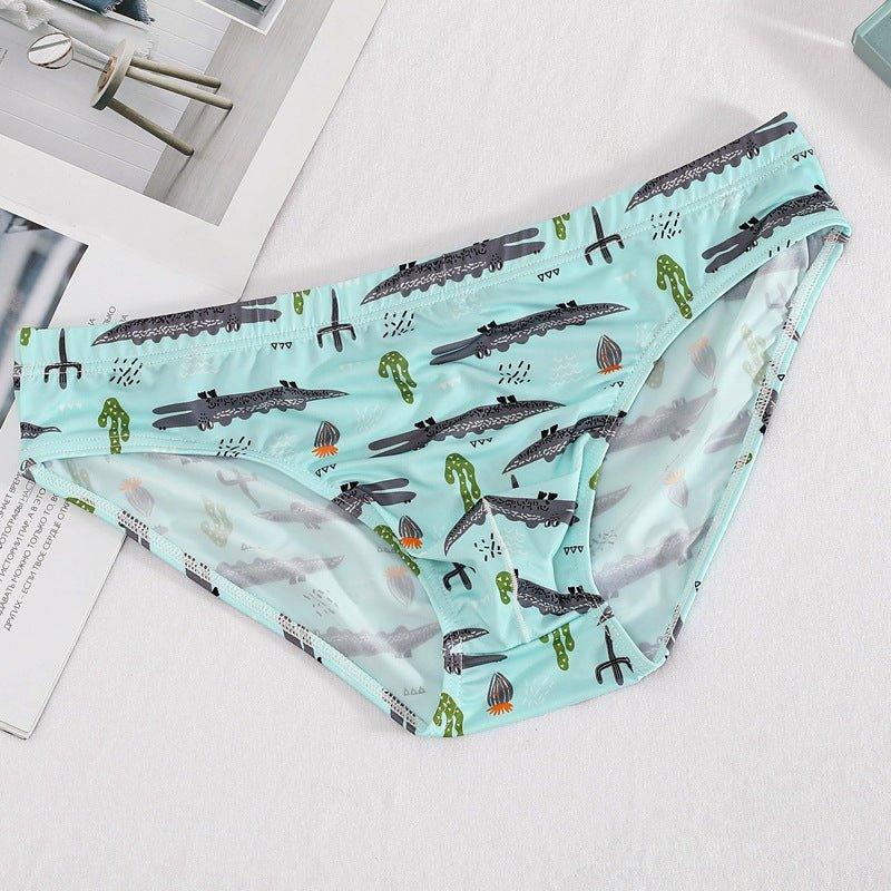 Briefs Printed Ice Silk Underwear Breathable Refreshing Thin Panties - Mechano