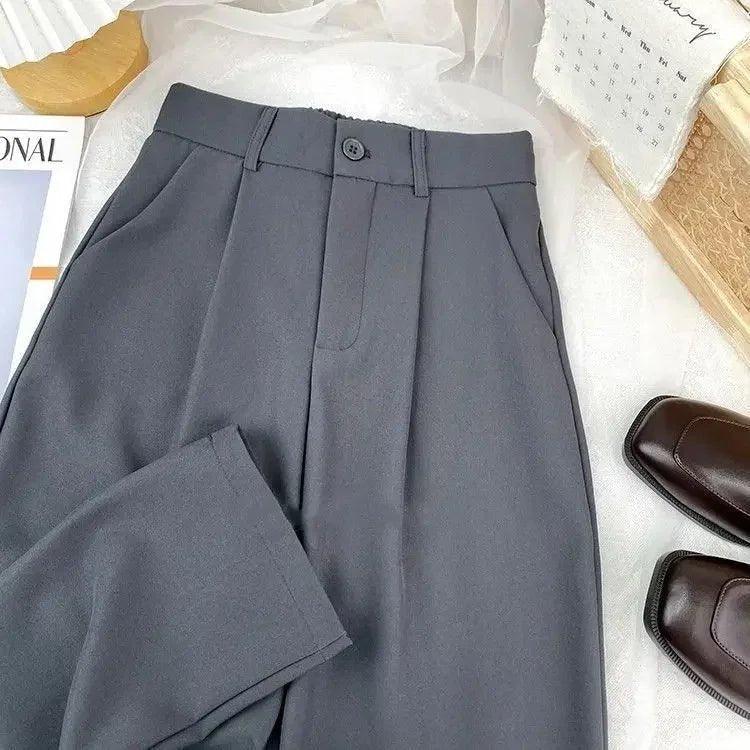 Fall Spring Black Suit Haren Pants Women Fashion Elastic High Waist Casual Trousers Woman Korean Style Solid Office Pant - Mechano