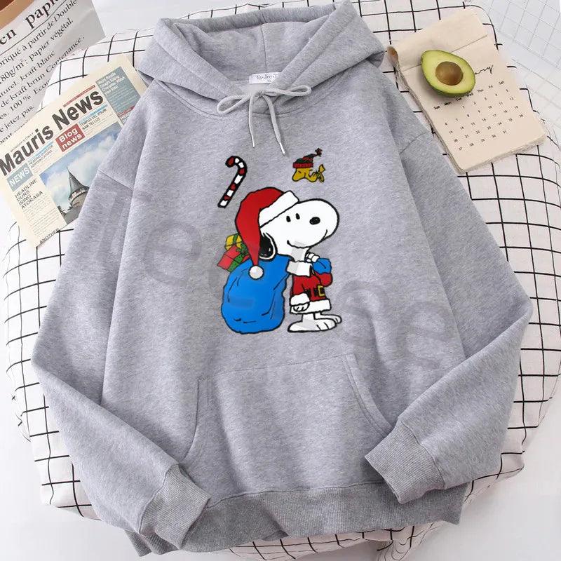 Graphic Snoopy Hoodies Harajuku Female Clothes Woodstock Christmas Printed Sweatshirt New Funny Cartoon Hoody Women - Mechano