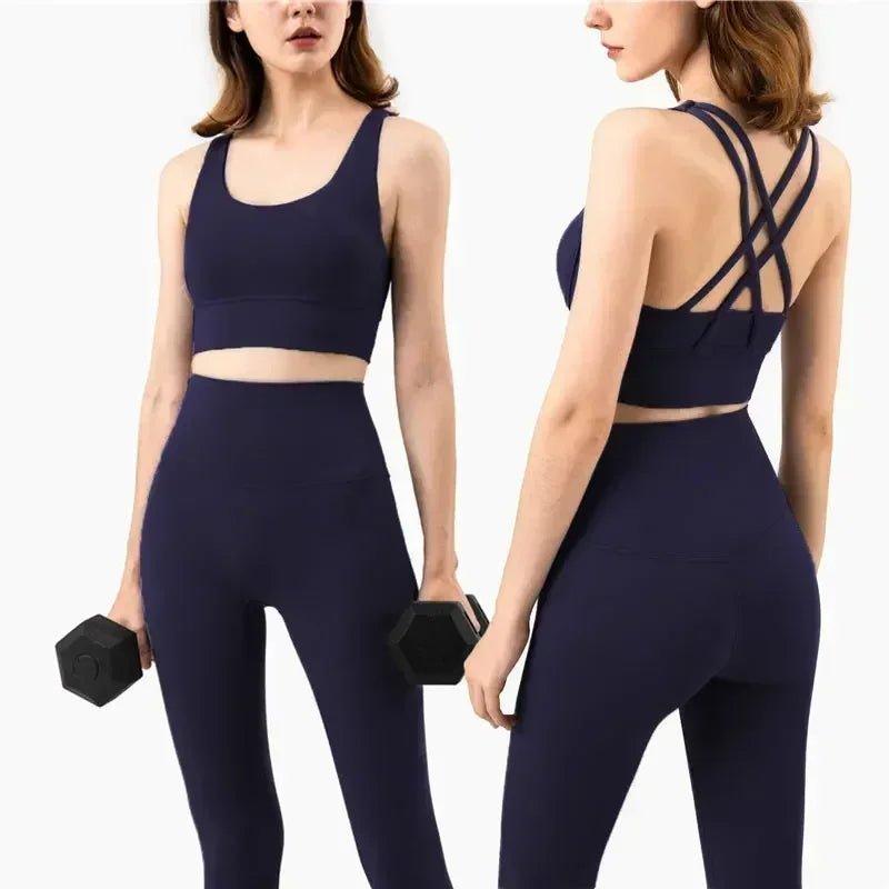 Sportswear Yoga Clothes Set Leggings and Tops Fitness Sports Suits Gym Clothing Bra Pants Sets Running Sport Outfit for Woman - Mechano