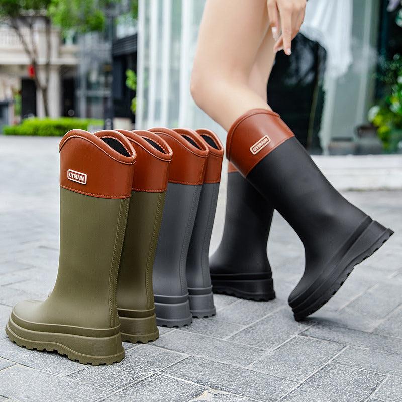 New High Tube Stylish Rain Boots Waterproof