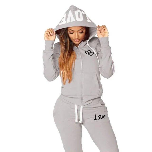 Fashion Women Tracksuits Long Sleeve Zipper Hoodies and Trousers Sport Suits Ladies Casual Hoodies Slim Jogging Suits - Mechano