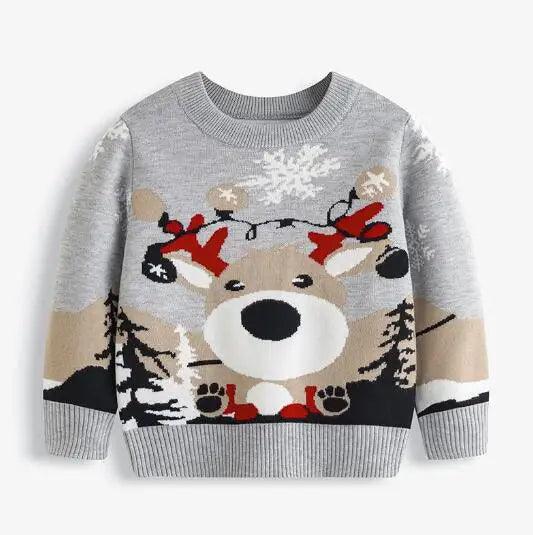 Cartoon Print Warm Knit Sweater Pullover