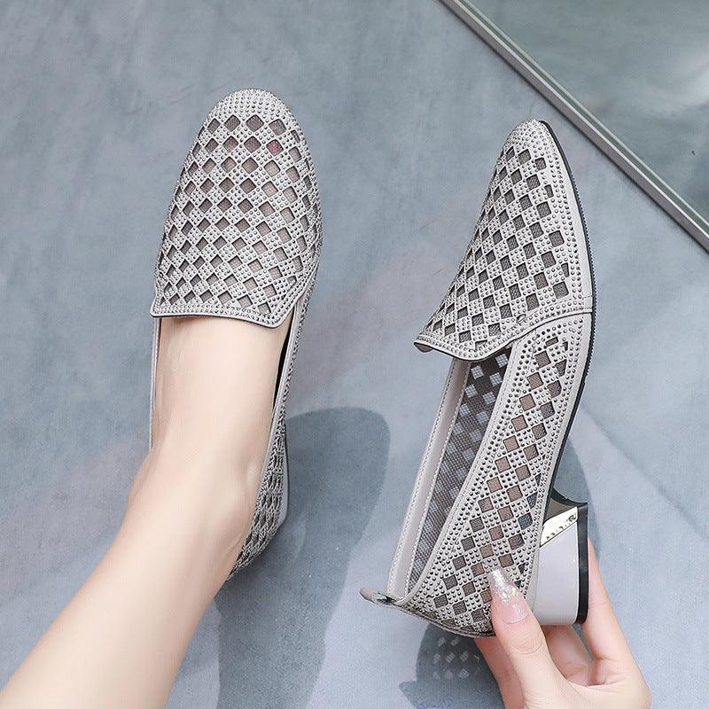 Rhinestone Chunky Heel Shoes