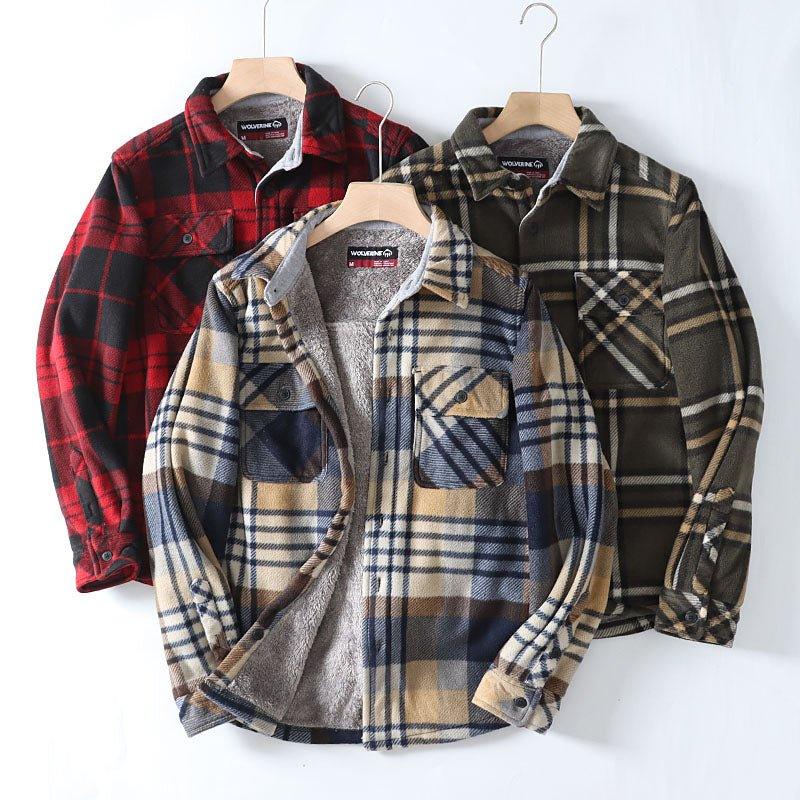 Flannel Plaid Warm Leisure Lapel Long Sleeve Shirt - Mechano