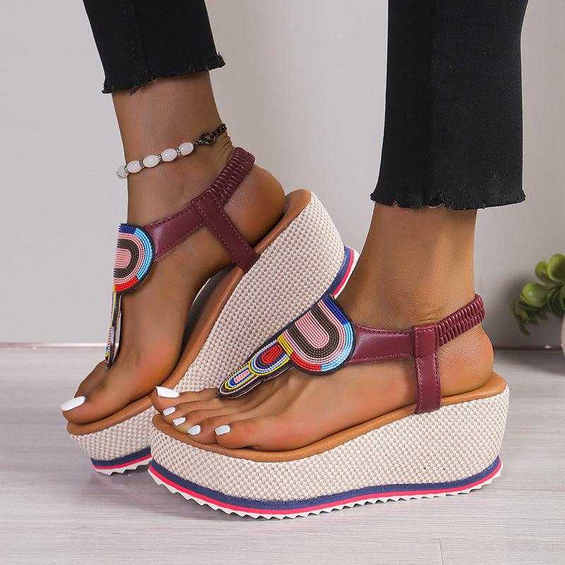 Colorful Rhinestone Platform High Heel Sandals