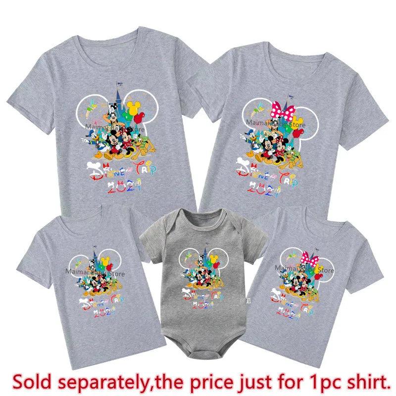 Disney Trip Family Matching Shirts Funny Mickey Minnie Tshirts Look Dad Mom Kids Tees Top First Disneyland Vacation Outfits