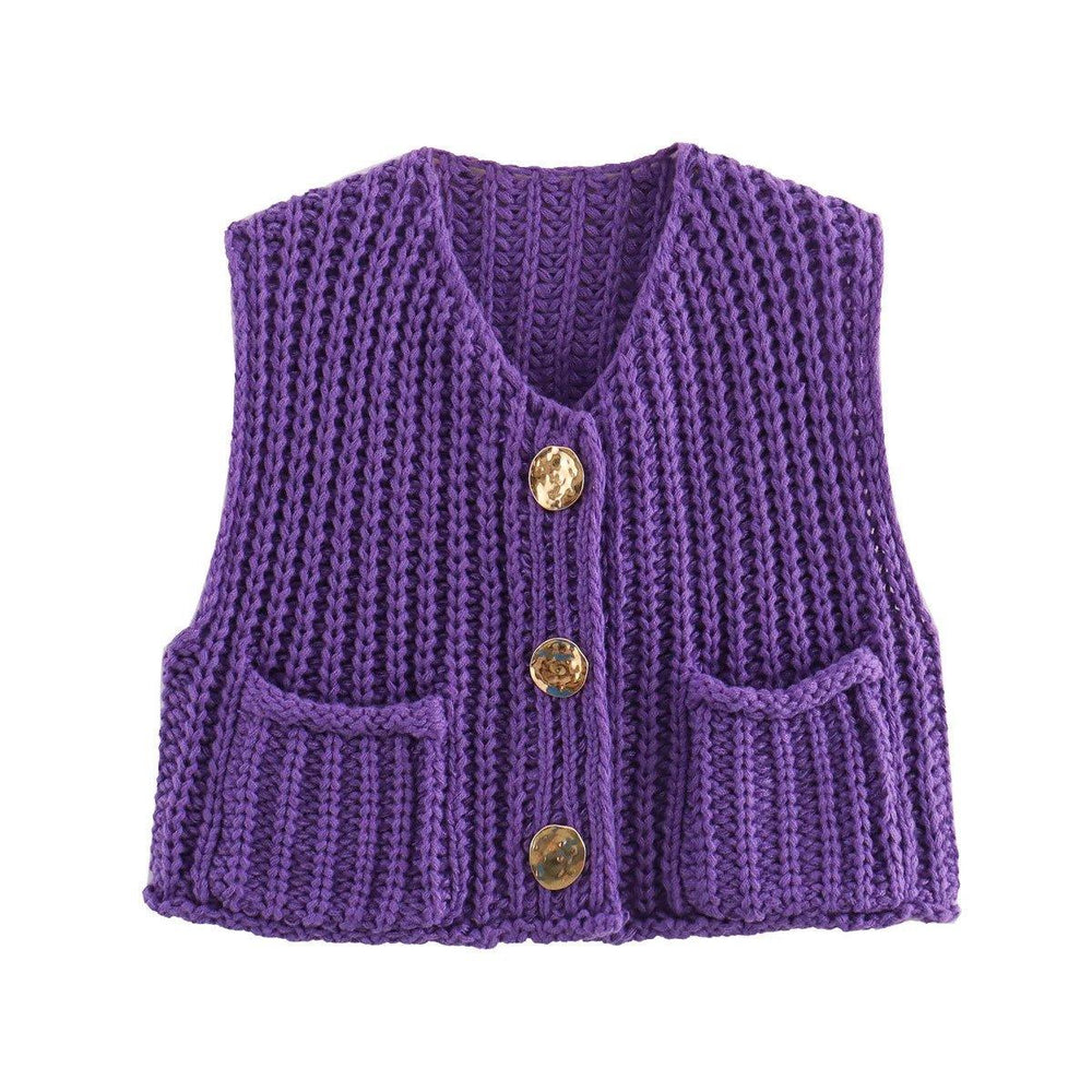 Korean Fashion Crop Sweater Vest - Loose Casual Cable Knit Designer Top - Mechano