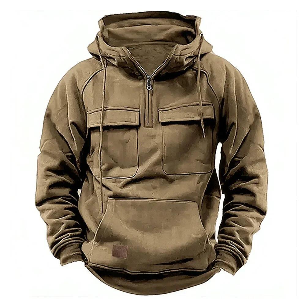 Half Zipper Men's Tactical Hoodie with Multi Pockets - Mechano