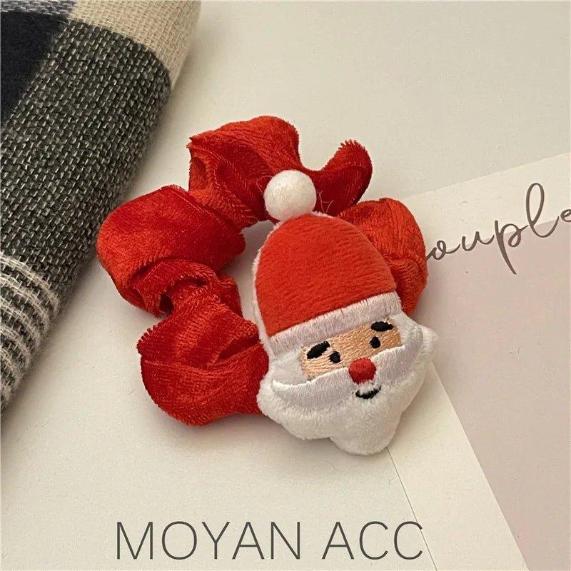 Christmas Headwear Plush Elk Large Intestine Hair Ring Cute Deer Bun Headband Festival Dress up Props Hair Accessories - Mechano