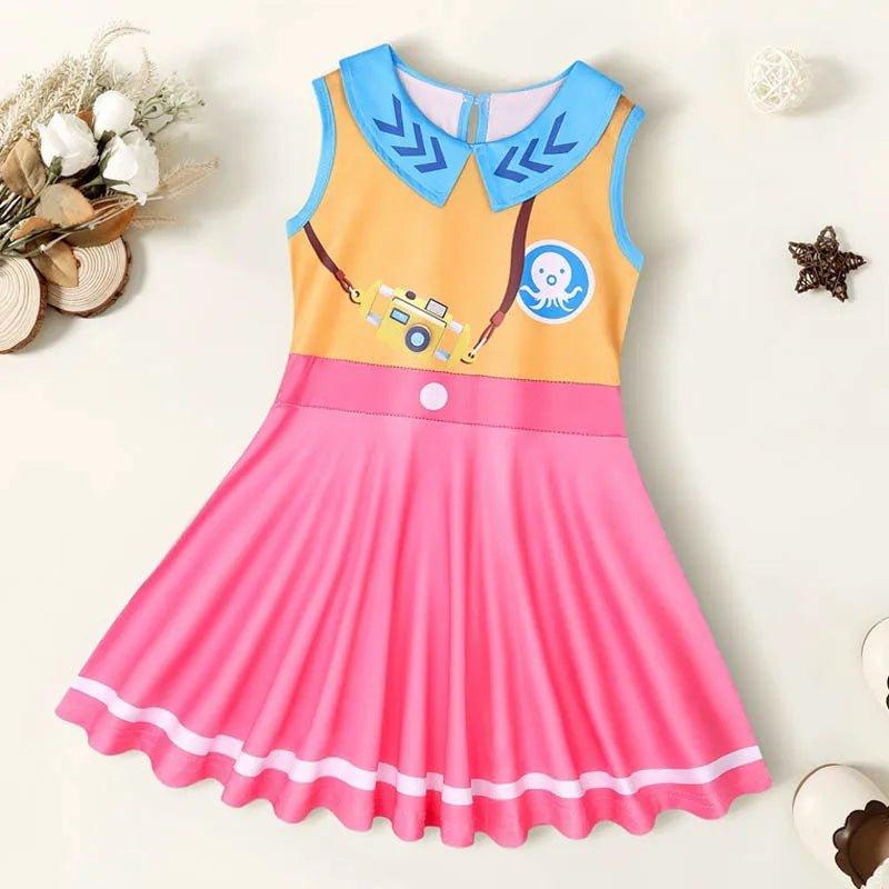 Summer Kids Clothes Baby Girls The Octonauts Dress Short Sleeve Octopus Print Ice Silk Princess Vestidos Children Cute Outfits - Mechano