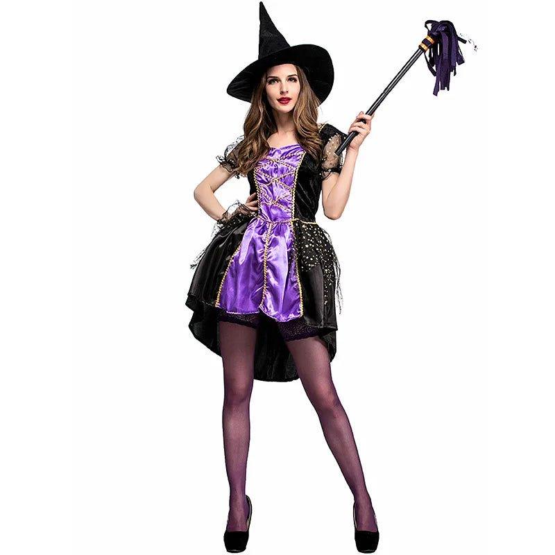 Adult Witch Costumes Women Tailcoat Dress Purple Swallowtail Clothes for Halloween / Xmas Party Coser - Mechano