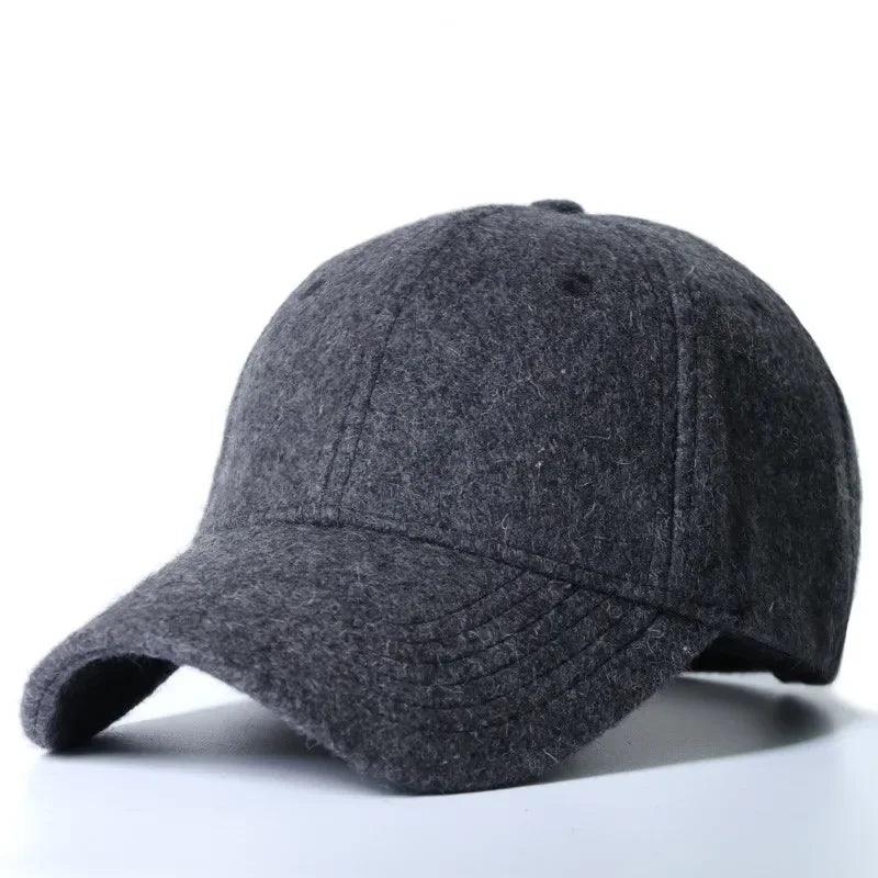 Baseball Cap for Men Winter Wool Hat Keep Warm Big Head Circumference Thickened Solid Color Trucker Cap Dad Hat High Quality - Mechano