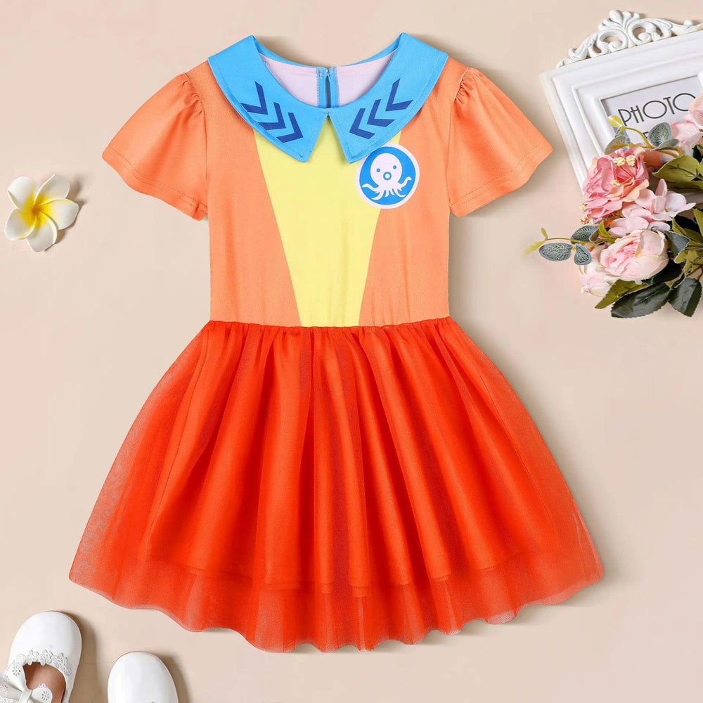 Summer Kids Clothes Baby Girls The Octonauts Dress Short Sleeve Octopus Print Ice Silk Princess Vestidos Children Cute Outfits - Mechano