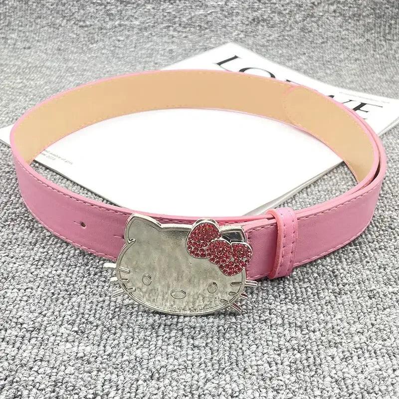 Sanrio Hello Kitty Waist Belt Miniso Anime Cartoon Cute Rhinestone Inlay Belt Fashion Jeans Belt Accessories Charm Holiday Gift - Mechano