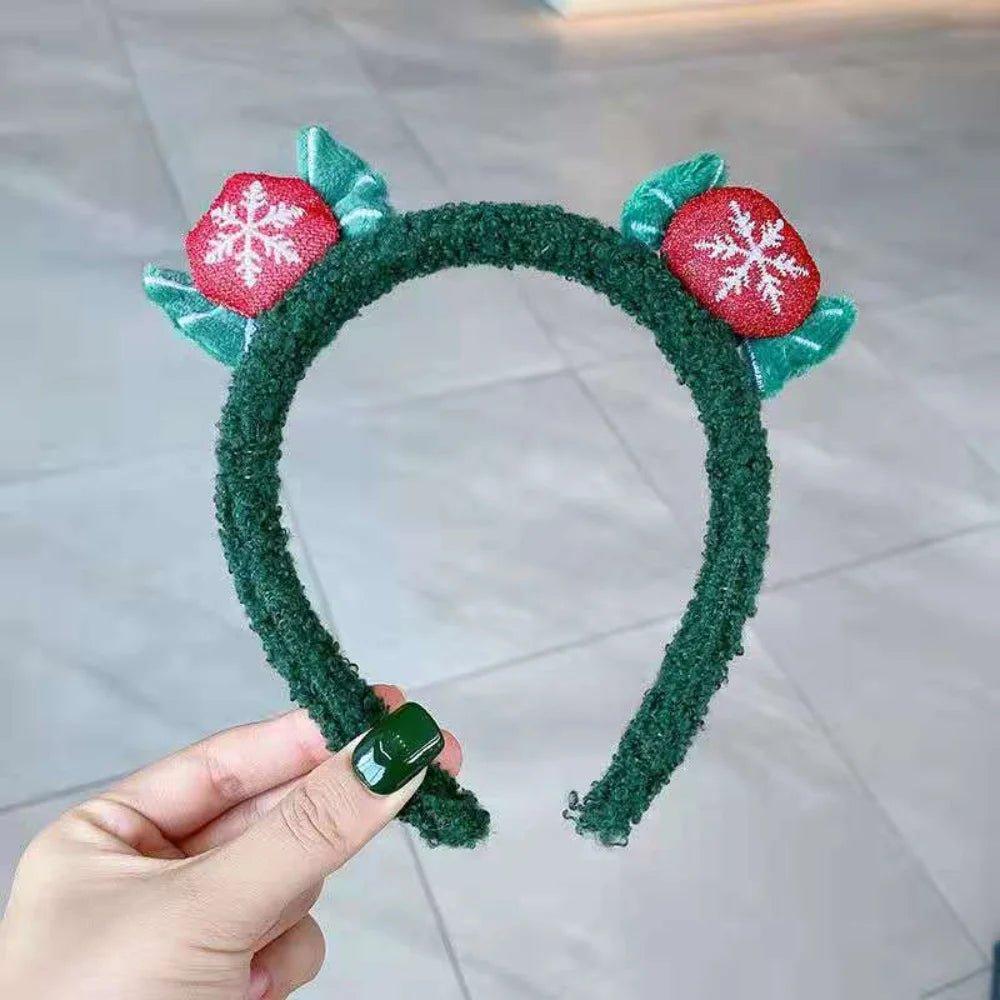 Cute Plush Elk Hair Hoop Female Christmas Dress Up High Headtop Deer Antlers Head Band Gingerbread Women Face Wash Hair Band - Mechano