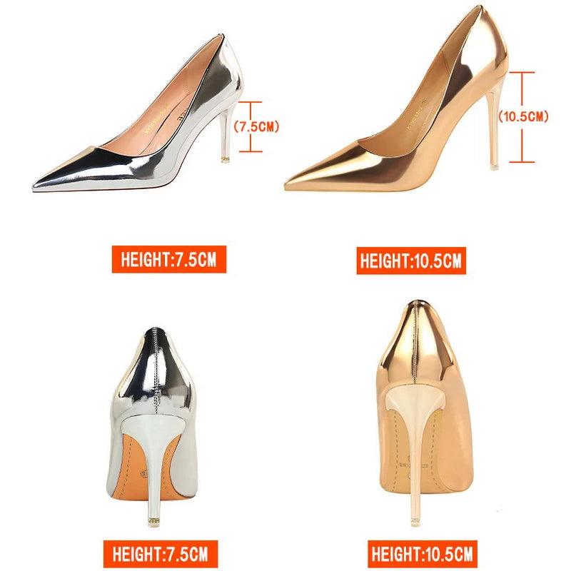 BIGTREE Shoes Woman Pumps Patent Leather High Heels Shoes Women Basic Pump Wedding Shoes Female Stiletto Women Heel Plus Size 43