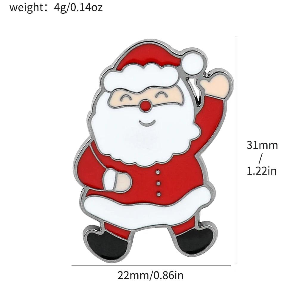 Cartoon Christmas Enamel Lapel Pin Santa Claus Christmas Tree Bell Metal Badge for Backpack Women Clothes Brooches Jewelry Gifts