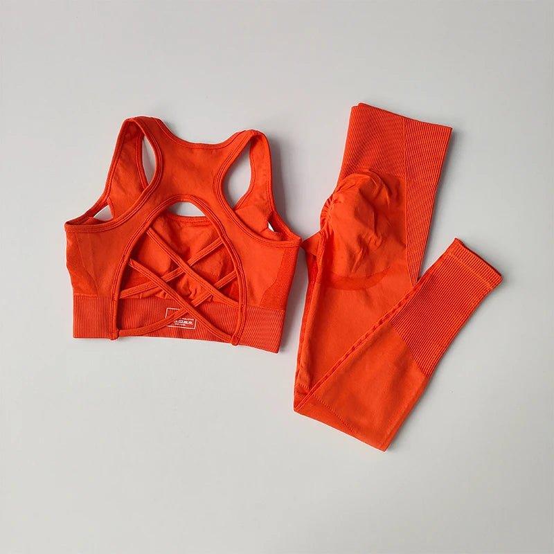 2PCS Sports Bra Women's Set Professional Fitness Tank Top Bra Shockproof Running Leggings Yoga Suit Beautiful Back Bra Clothing - Mechano